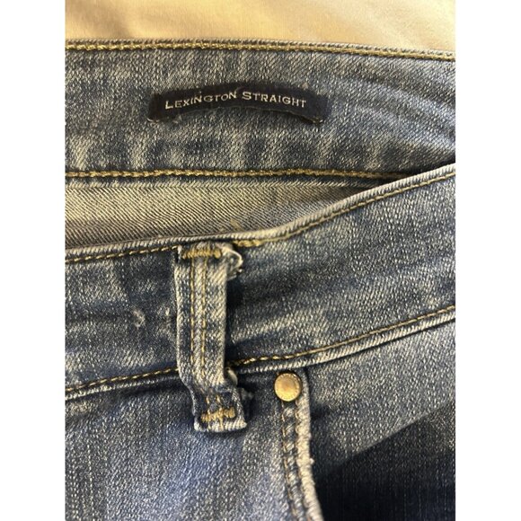 Charter Club 14 Petite womens blue jeans Lexington straight stretch DISTRESSED - Picture 4 of 12